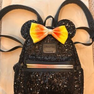Loungefly Disney Parks Minnie Sequin Candy Corn Mini Backpack